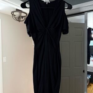 Charlotte Russe Black Twist-Front Cold-Shoulder Mini Dress